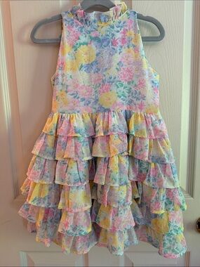 Janie and Jack White and Pastel Floral Dress (Label Shown)